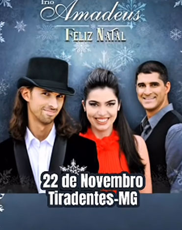 Trio Amadeus apresenta Especial de Natal á luz de velas, dia 22/11